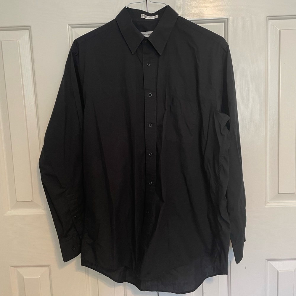 Pierre Cardin Black Collared Button Down Long Sleeve Shirt. Large 16 1/2, 34x35